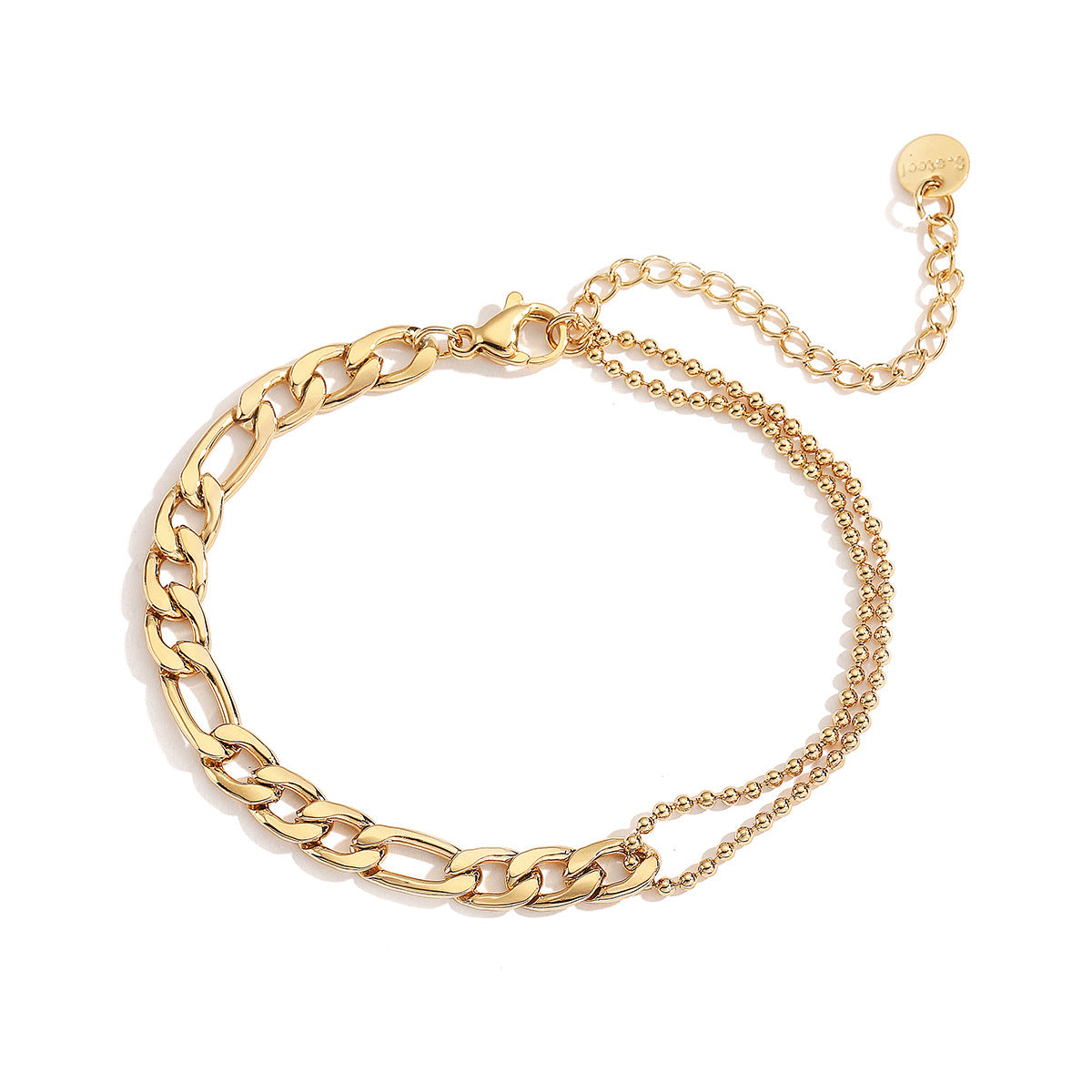 Bracciale da donna in acciaio inossidabile placcato oro 18 carati con micro-pavé geometrico e minimalista alla moda