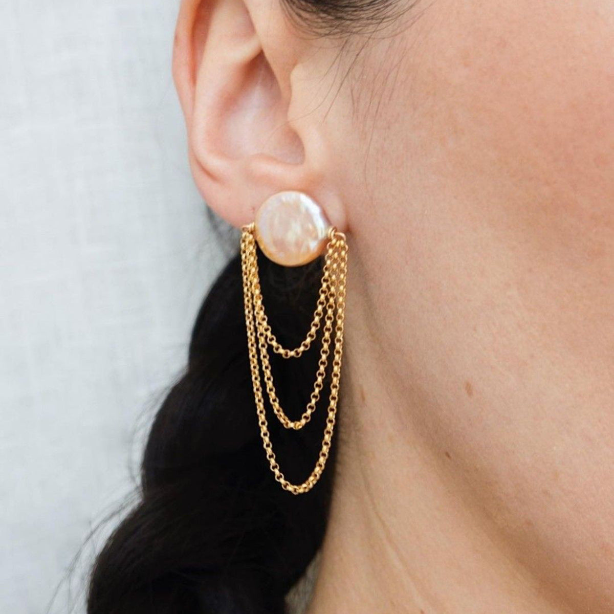 Pendientes geométricos de acero inoxidable con acabado chapado para mujer, elegantes, de lujo, joyería para la oreja