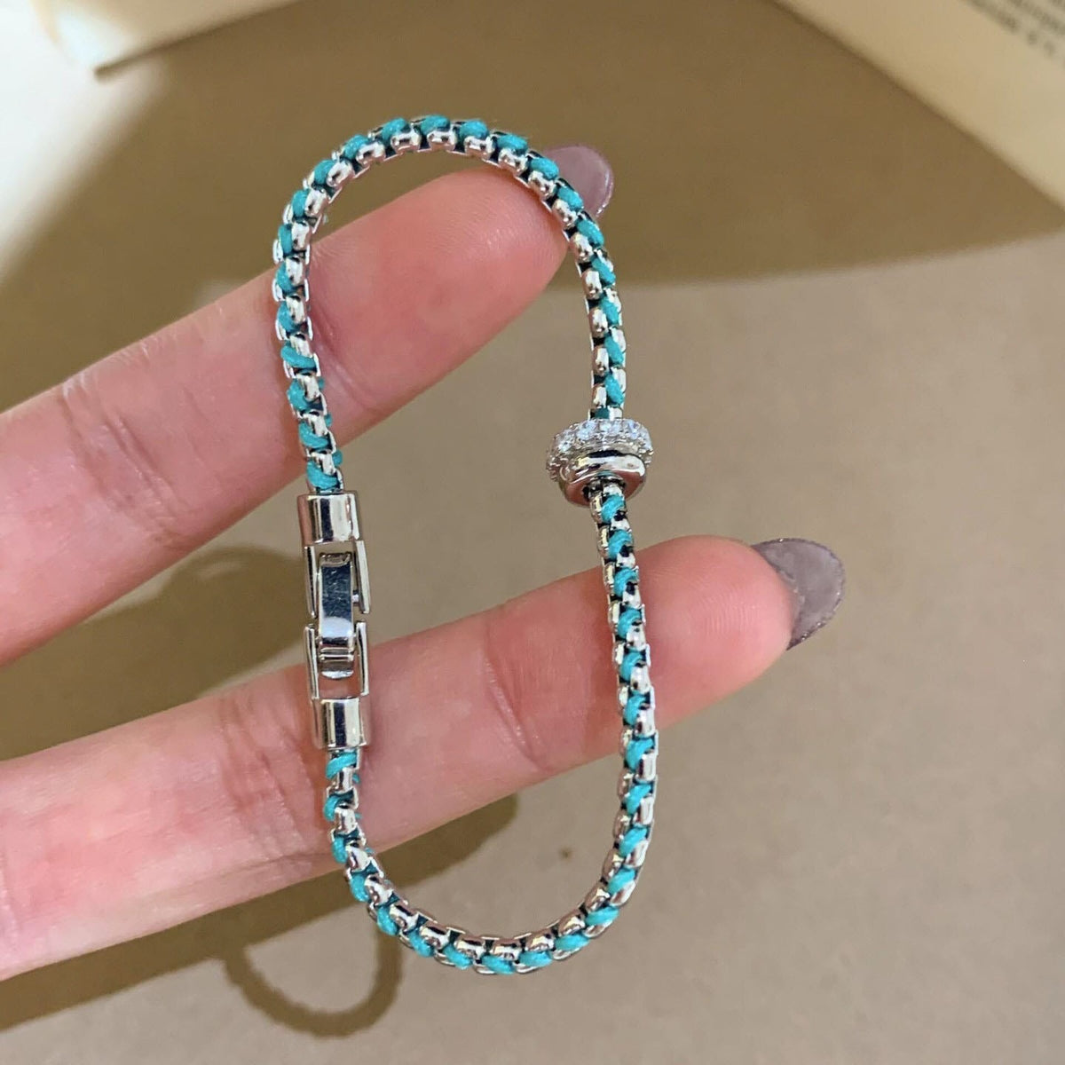 Luxury Elegant Brass Plated Crystal Cubic Zirconia Beaded Bracelet for Women