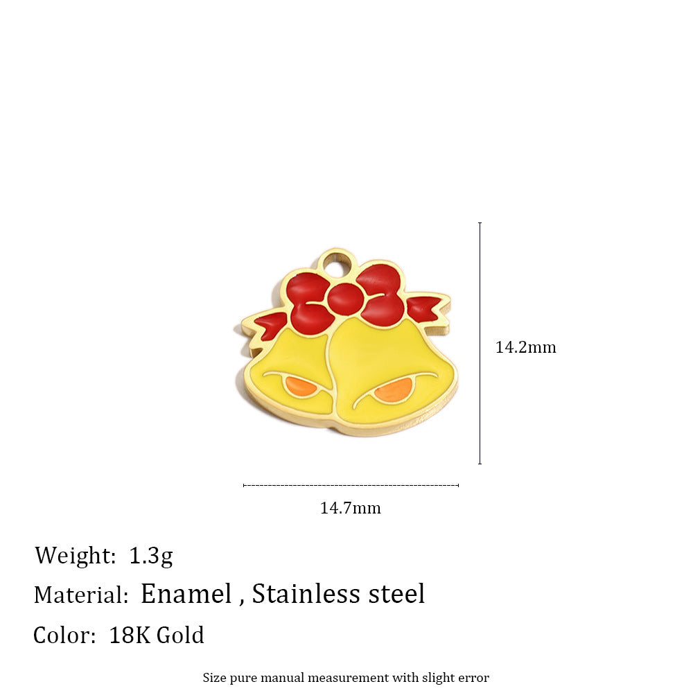 Colgante Minimalista de Moda con Temática Navideña en Acero Inoxidable con Baño de Oro de 18K con Motivos de Copo de Nieve y Papá Noel