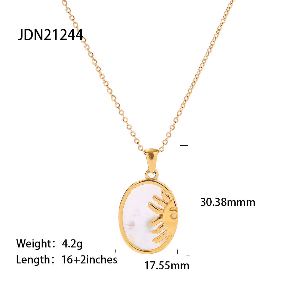 Minimalist Geometric Titanium Steel Pendant Stainless Steel Multi-layer Cable Chain Necklace for Women