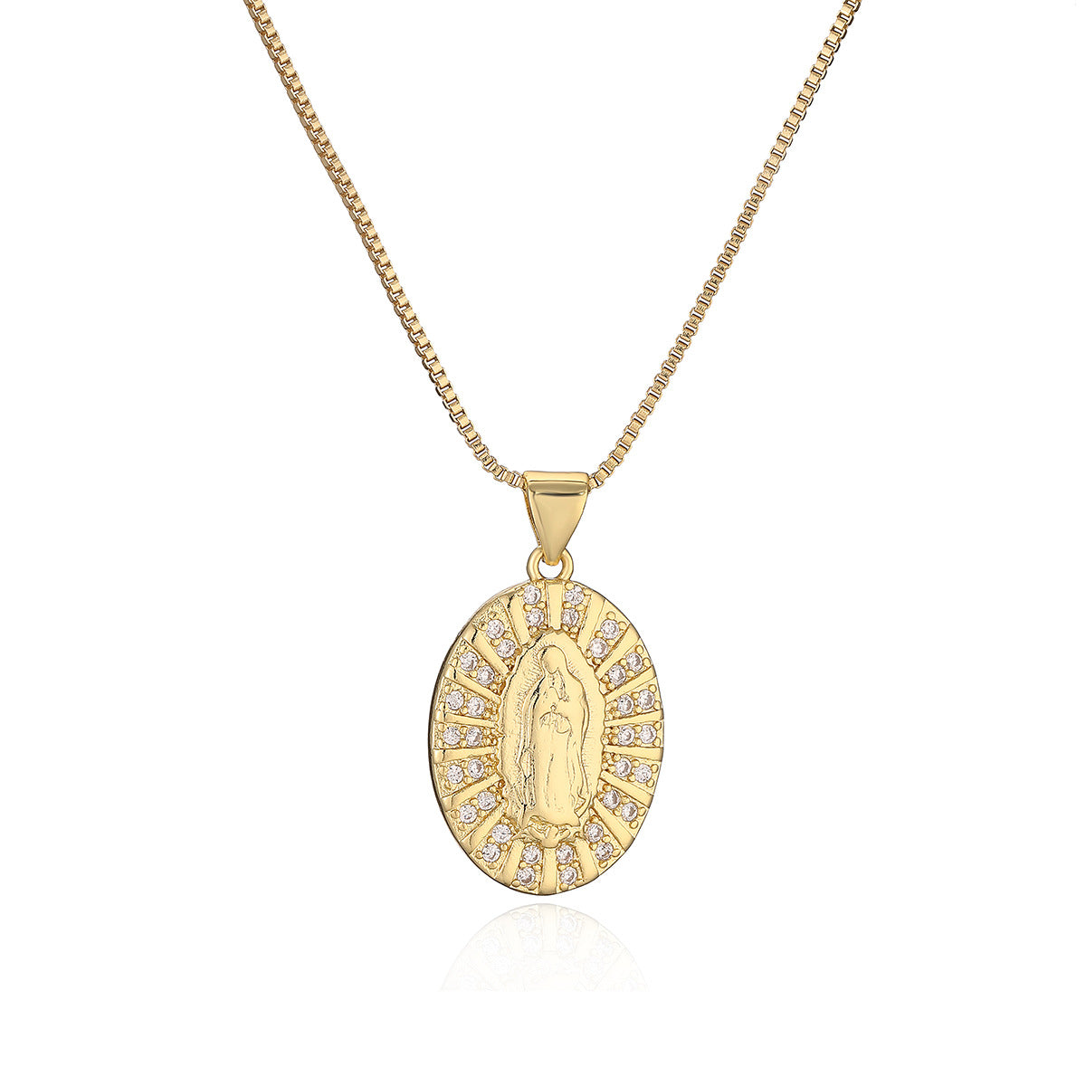 Minimalist Geometric Maria Pendant Necklace for Women with Copper Base Plated in 18K Gold and Zircon Inlay