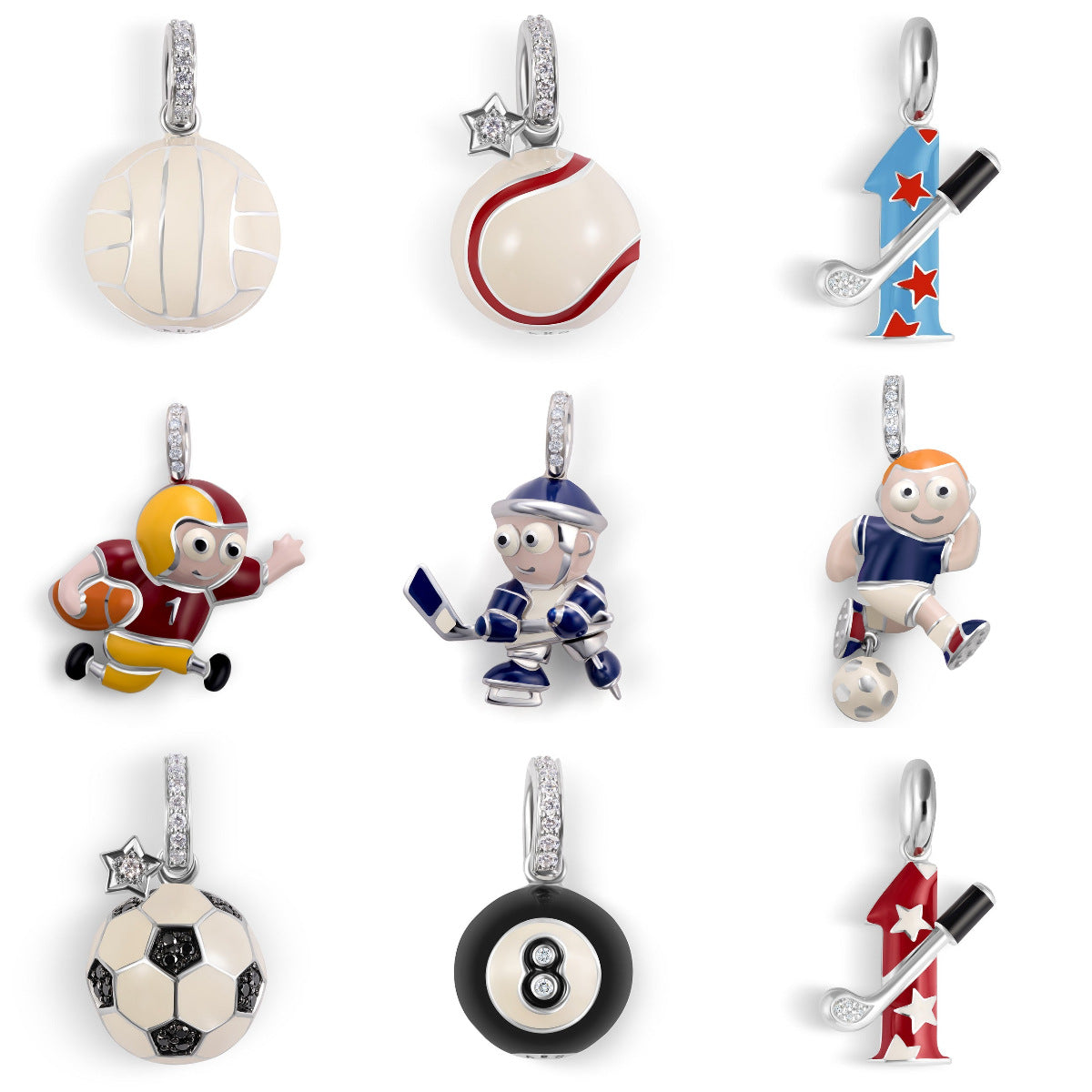 Vintage Sporty Gold Plated Brass Ball Chain with Stainless Steel Cartoon Pendant Charm Bar