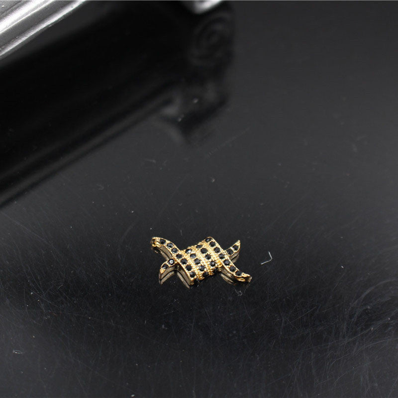 Plated Alloy Rhinestone Charm Bar