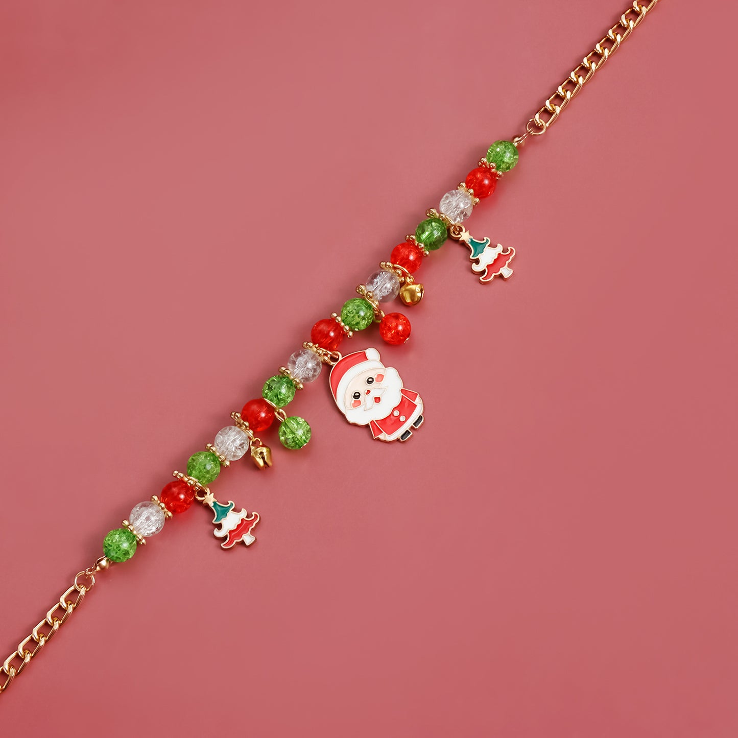 Festive Christmas Santa Pendant Necklace for Women Alloy Geometric Choker with Plated Finish Holiday Gift
