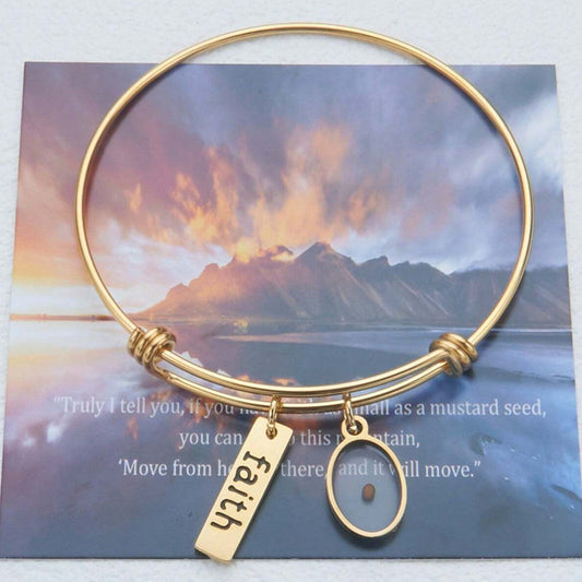 Adjustable Stainless Steel Faith Bracelet with Oval Charm in Minimalist Ins Style