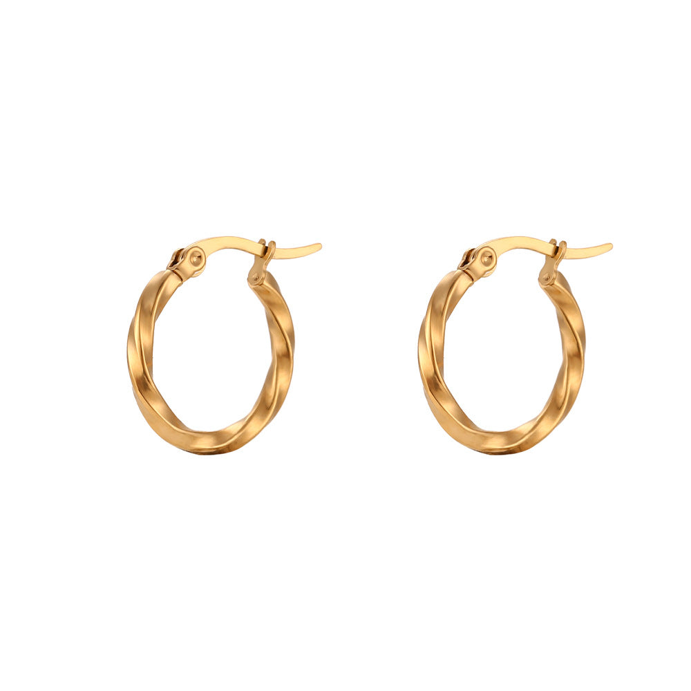 Pendientes de Aro Minimalistas de Lujo Geométricos de Acero Inoxidable con Chapado en Oro de 18K para Mujer