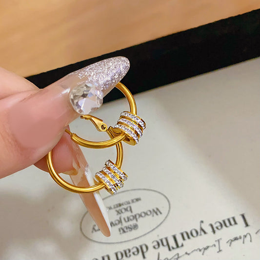 Vintage Minimalist Luxury Micro-set Diamond Abstract Plated Brass Earrings for Women