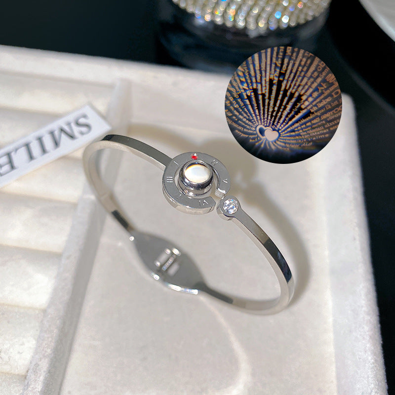 Roman Number Plated Titanium Steel Cuff Bracelet