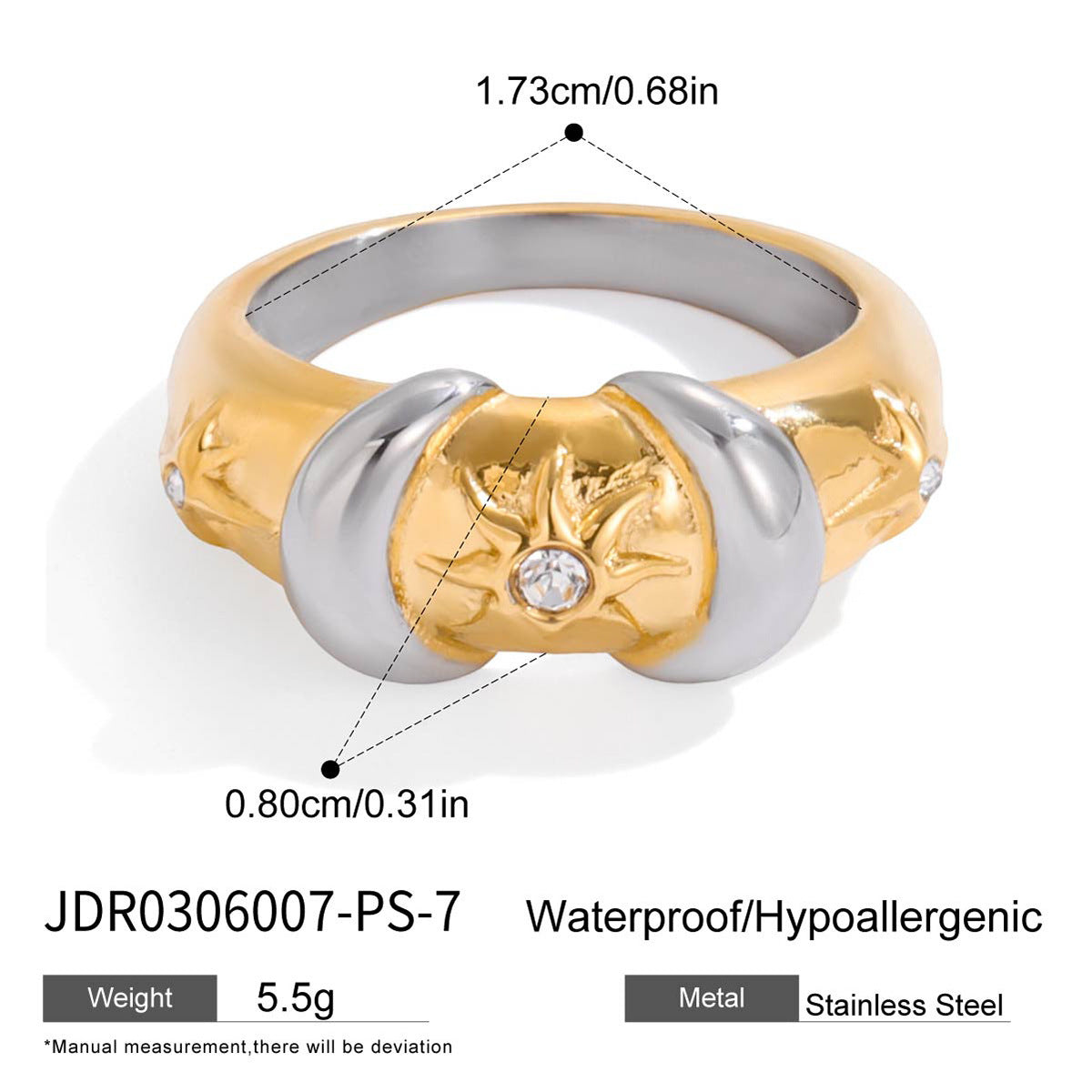 Anillo de Acero de Titanio Geométrico con Incrustaciones de Circonita, Enchapado para Mujer, Joyería Minimalista de Lujo y Moda