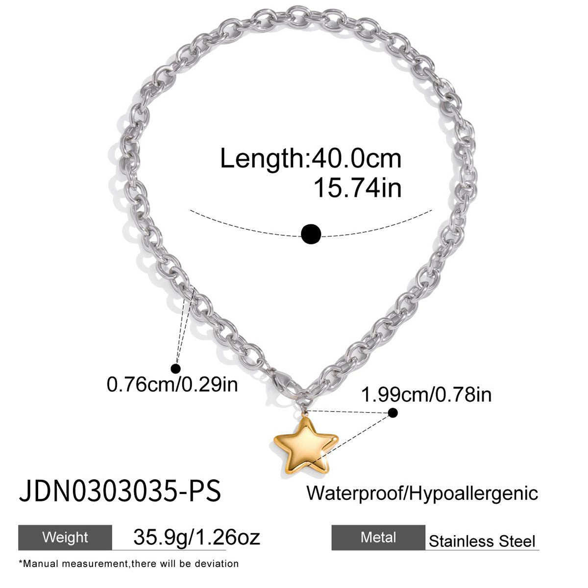 Star Geometric Plated Stainless Steel Necklace with Titanium Steel Pendant for Women