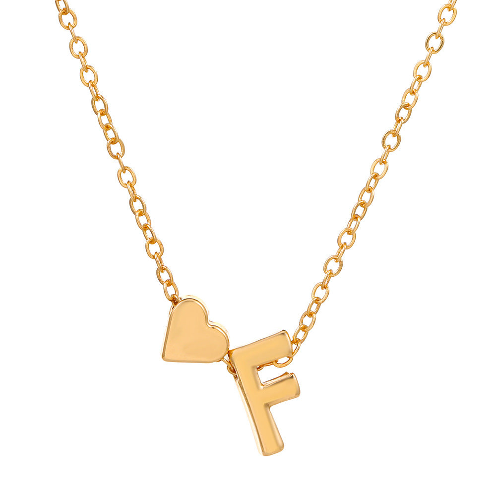Sweet Heart Letter Alloy Plated Necklace Singapore Chain for Women