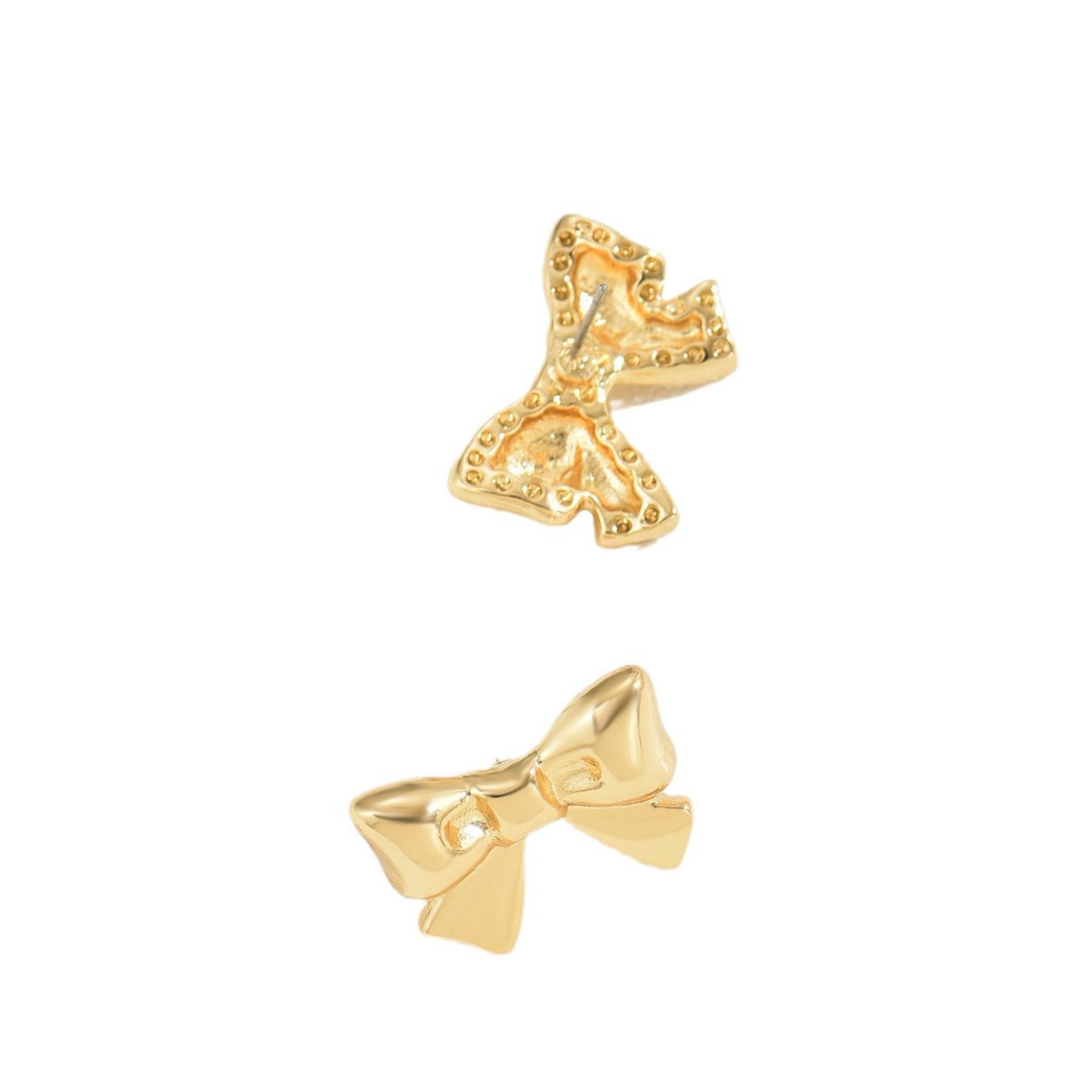 Pendientes Minimalistas de Aleación con Forma de Lazo y Baño de Oro para Mujer, Pendientes de Estilo Dulce y Fresco
