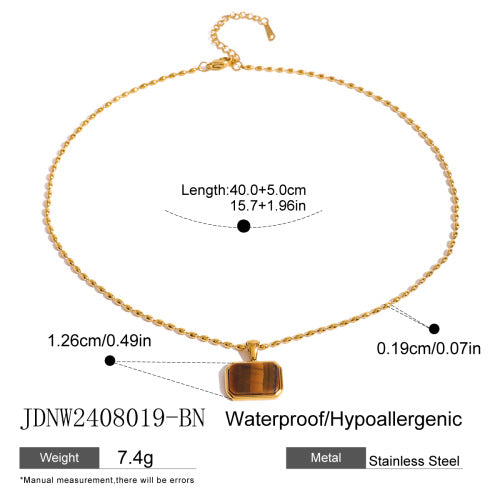 Anillo de ojo de tigre geométrico para mujer en acero inoxidable con acabado chapado, accesorio de moda minimalista