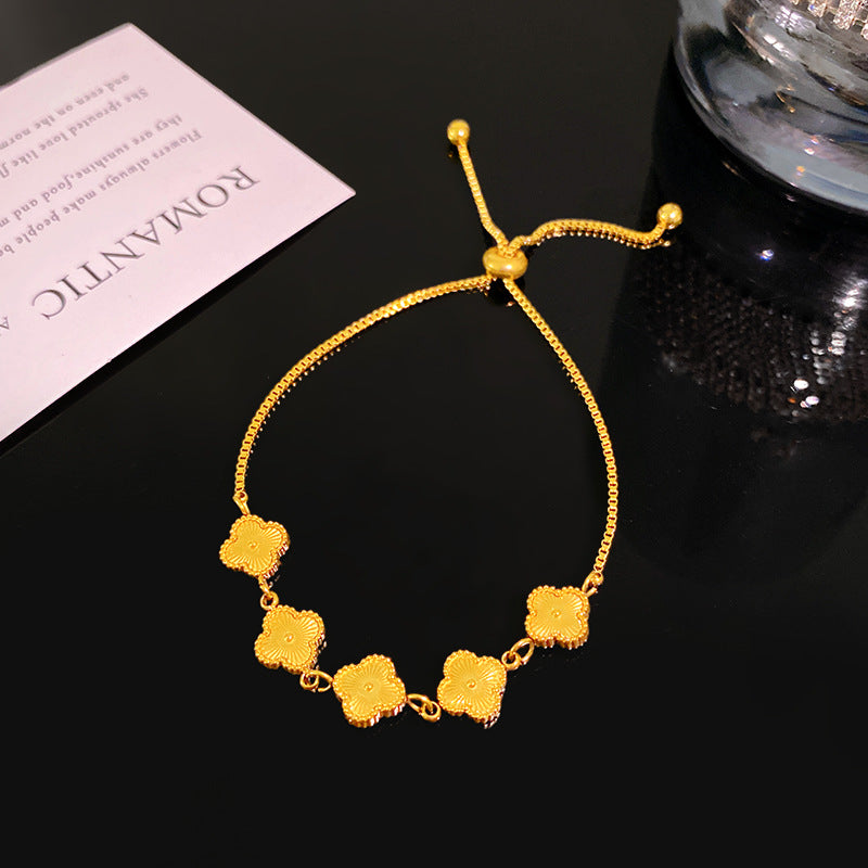 Sweet Floral Plated Titanium Steel Bracelet for Unisex