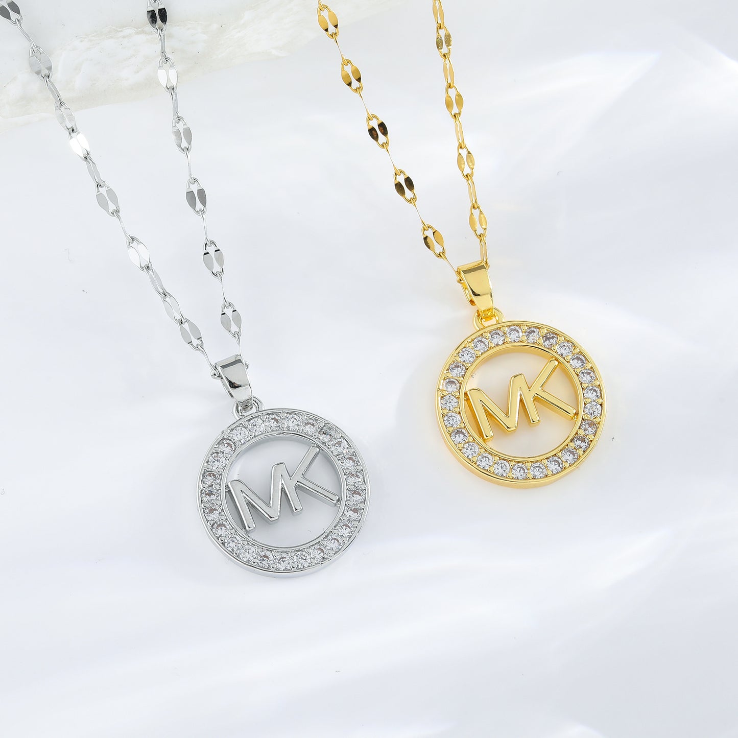 Minimalist Round Letter Pendant Necklace in Titanium Steel with Gold Plating for Women