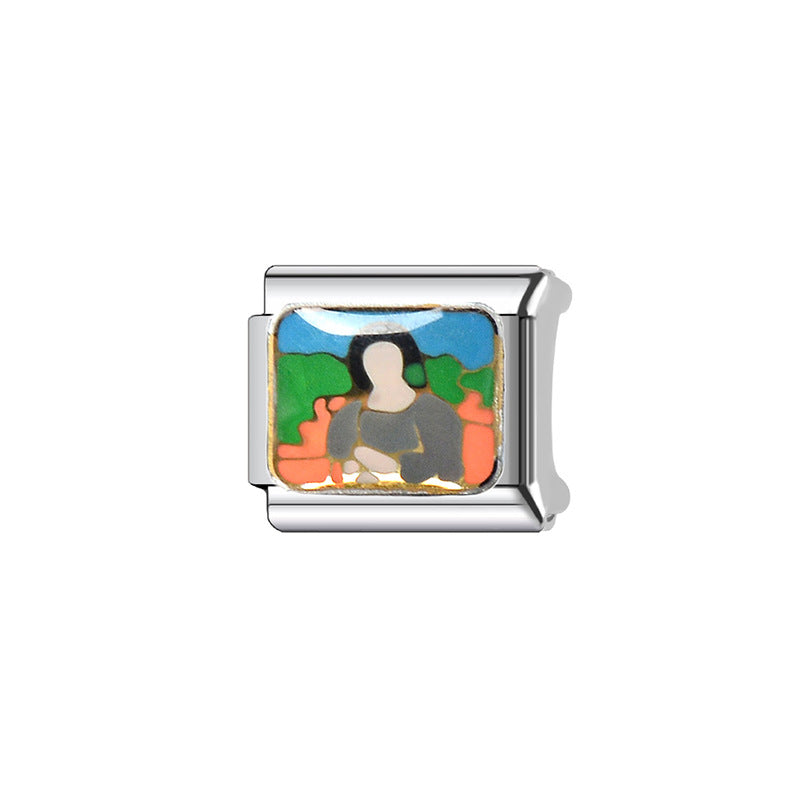 Elegant Plated Stainless Steel Cartoon Charm Bar Bracelet Unisex Fashion Jewelry