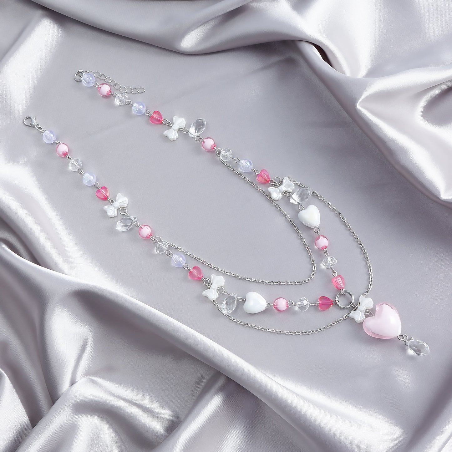 Gargantilla de resina con forma de corazón estilo Y2K y lazo de estrás para mujer