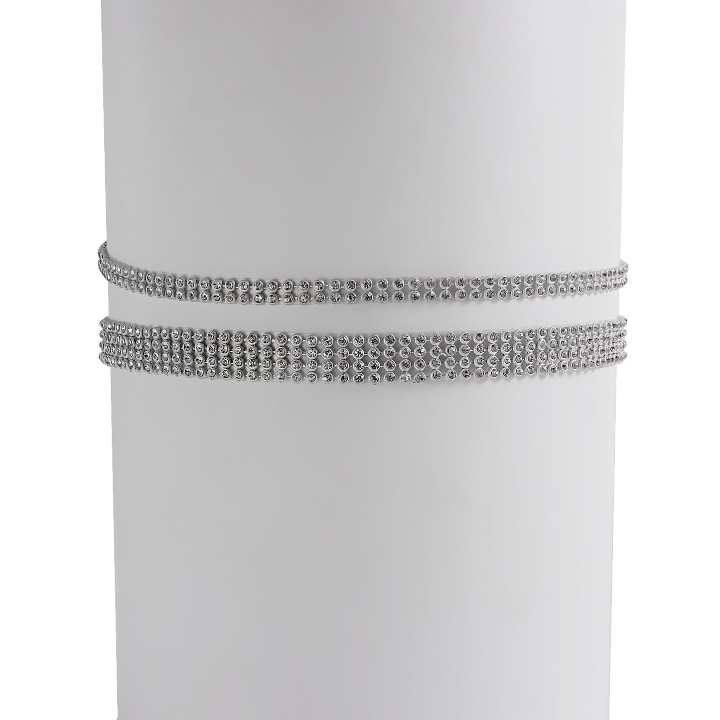Adjustable Glass Rhinestone Anklet for Women with Double-Layer Full-Drill Body Chain Design