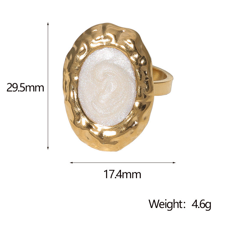 Anello rotondo minimalista in acciaio inossidabile con finitura placcata per donna Accessorio di moda a fascia aperta geometrica