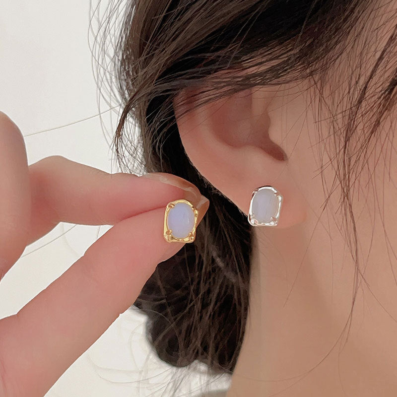 Minimalist Irregular Geometric Letter Stud Earrings in 925 Sterling Silver with Gold Plating