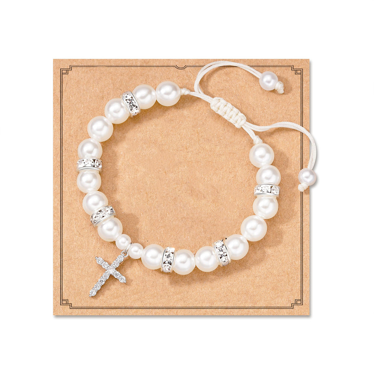 8mm Imitation Pearl Heart Woven Bracelet Unisex Fashion Jewelry Gift