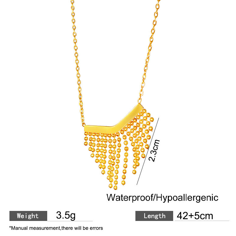 Bohemian Sweet Geometric Titanium Steel Plated Necklace with Brass Pendant for Unisex
