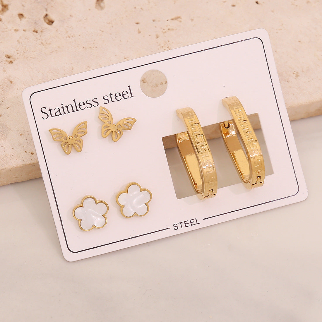 Fashionable Heart and Star Shaped Stainless Steel Earrings with Plating Finish for Women