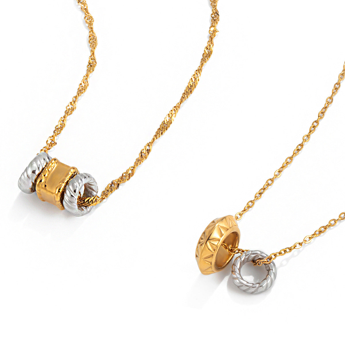 Collana da Donna Minimalista Geometrica Rotonda in Acciaio Titanio Placcato Catena per Clavicola in Acciaio Inossidabile