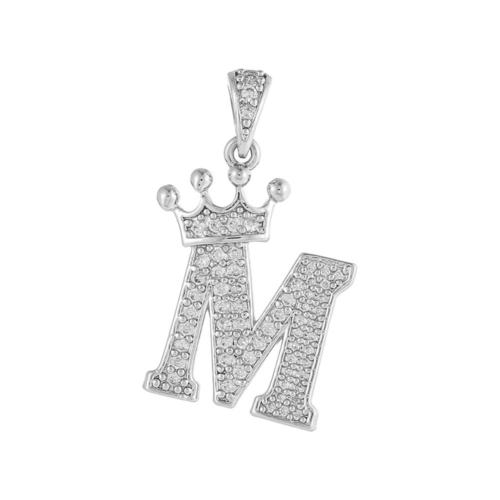 Silver Plated Brass Cubic Zirconia Inlaid Letter Charm Bar for DIY Necklace Bracelet