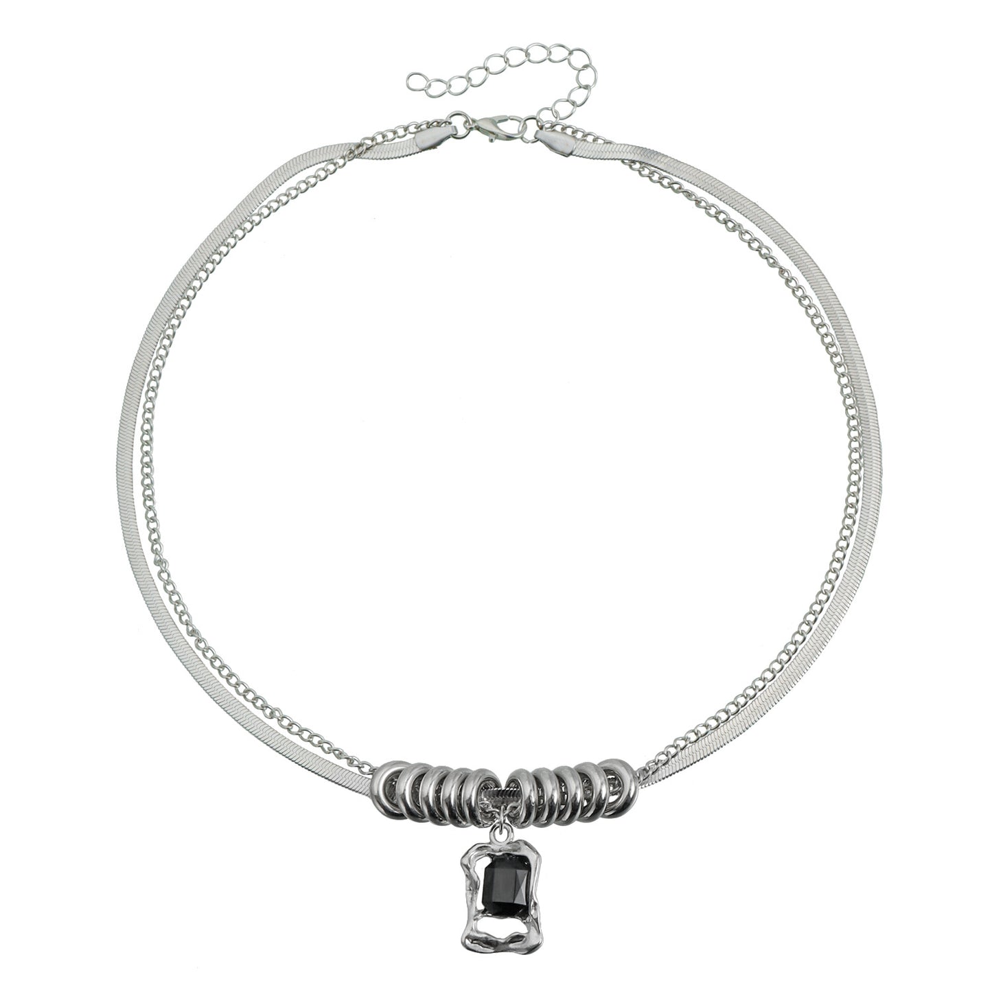 Geometric Square Pendant Necklace for Women in Alloy with Plating Finish, Fashionable Clavicle Chain