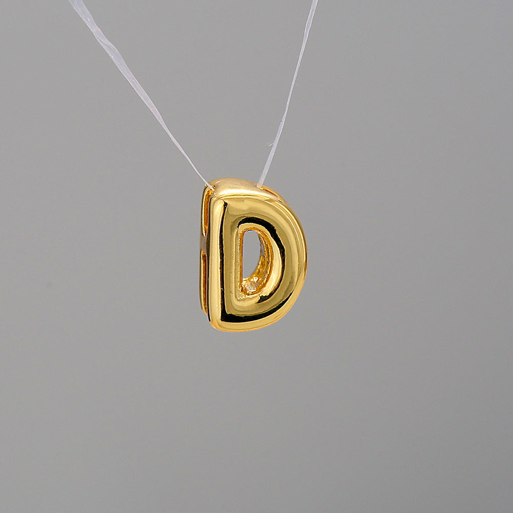 Gold Plated Brass Letter Pendant Stainless Steel Box Chain Necklace Charm Bar