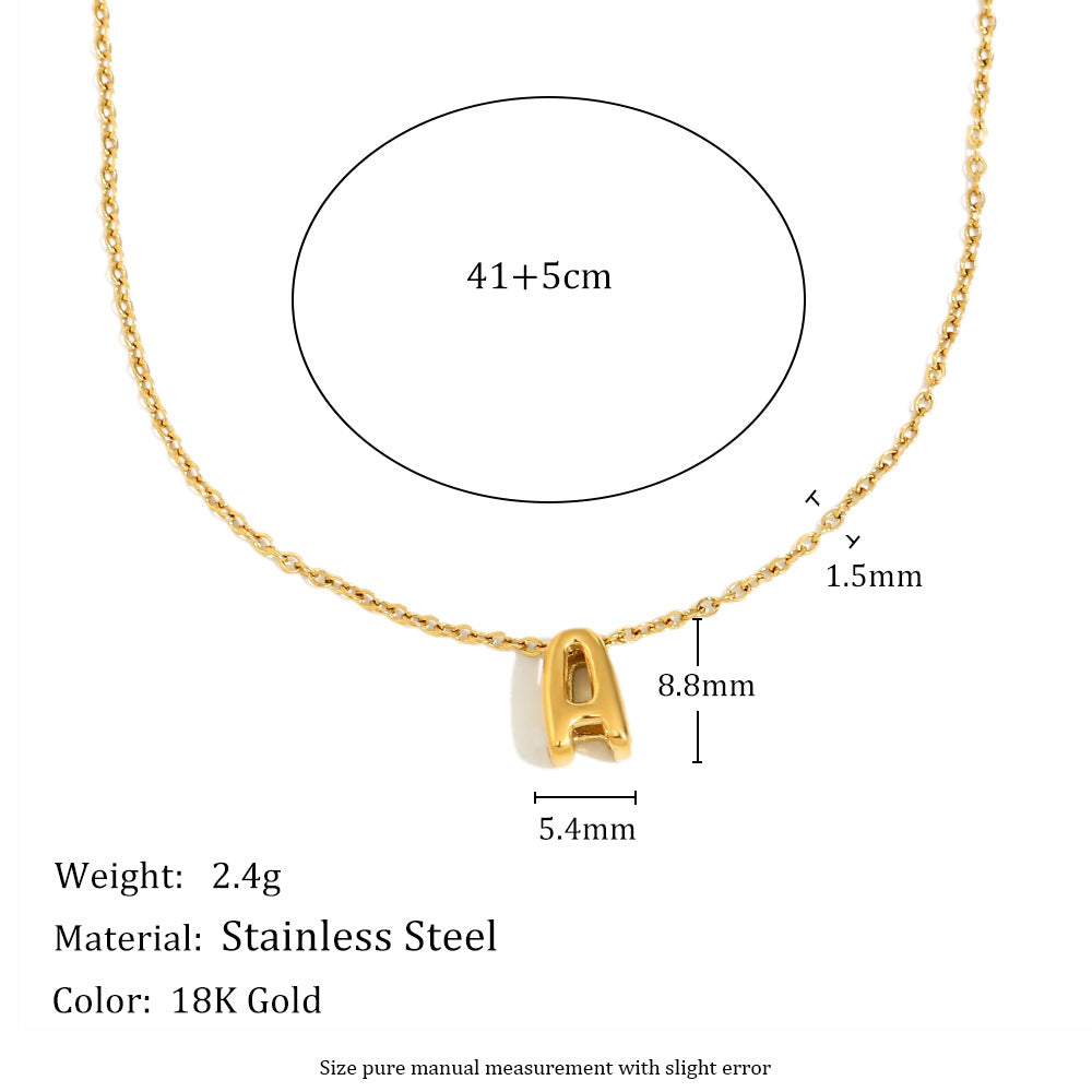 Fashionable Minimalist Letter Pendant Necklace in Stainless Steel with 18K Gold Plating for Women