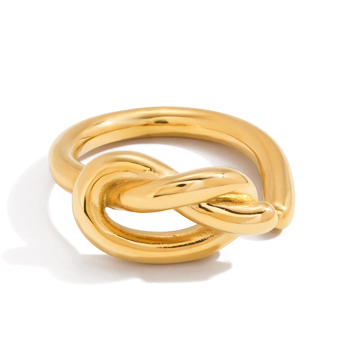 Anillo de acero inoxidable geométrico con baño de oro de 18 quilates para mujer. Accesorio de moda de lujo minimalista