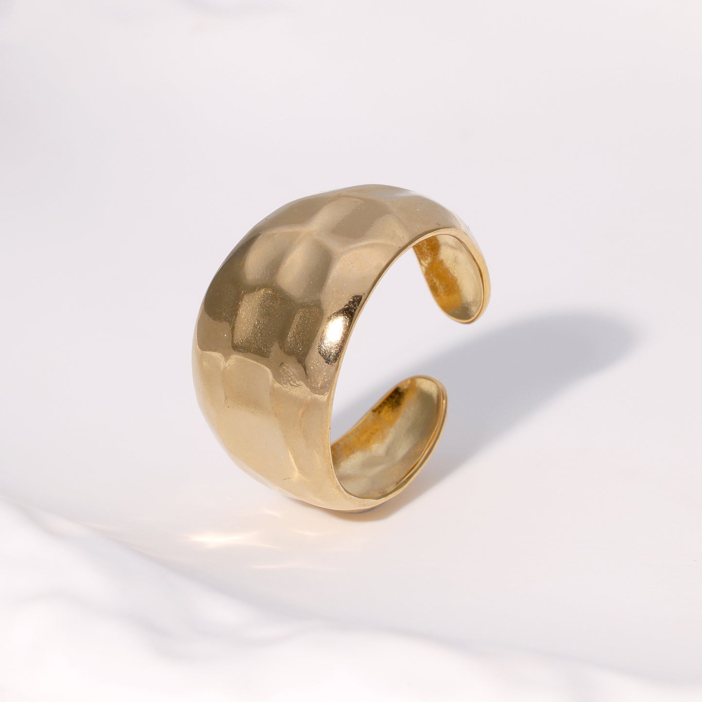 Minimalist Titanium Steel Adjustable Open Ring for Women and Men with Plated Finish, Hypoallergenic Stainless Steel Band