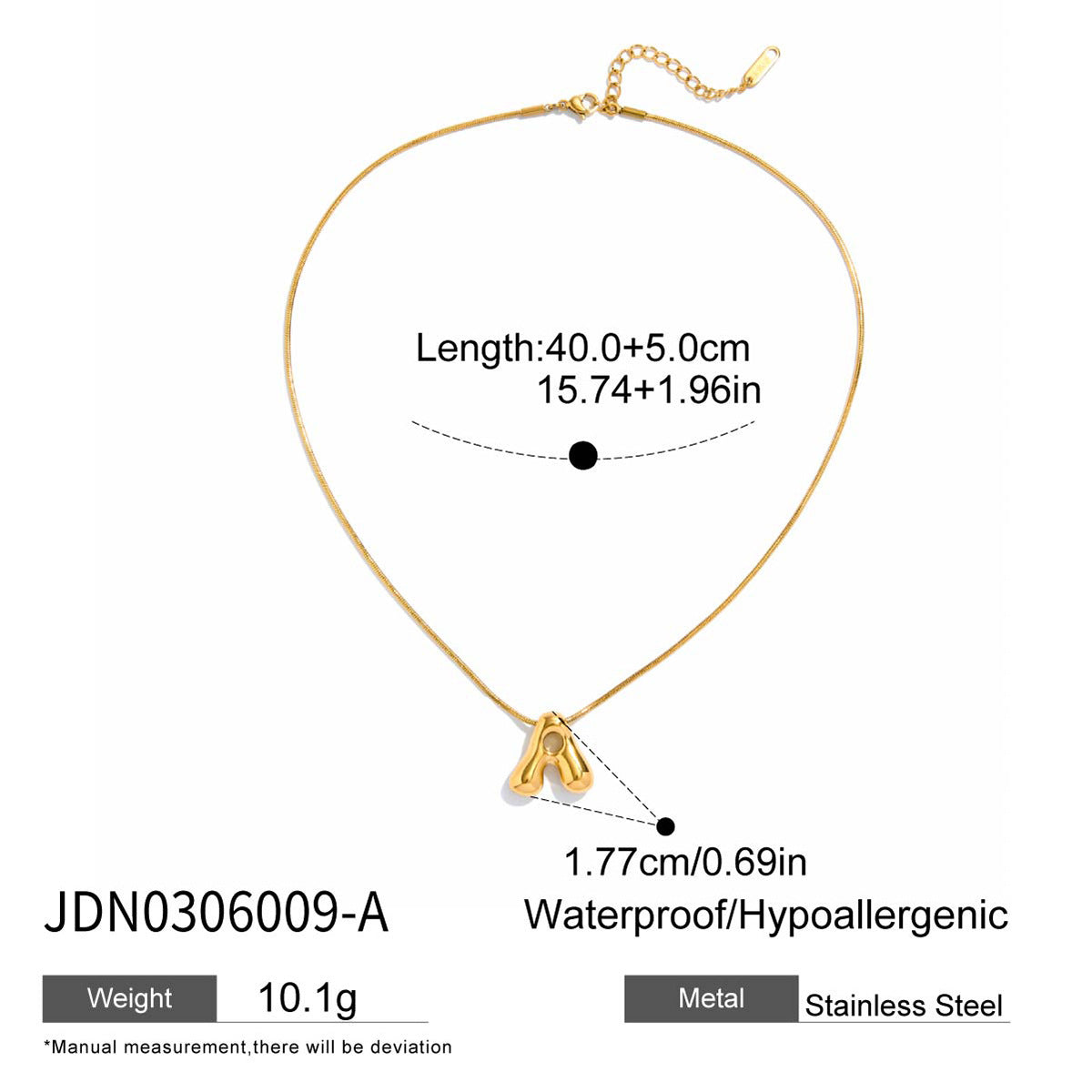 Collana da Donna con Ciondolo a Lettera Geometrica Minimalista in Acciaio al Titanio Placcato