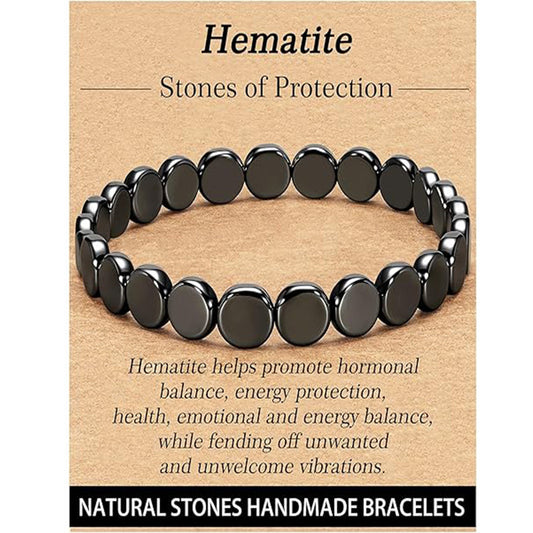 Minimalist Geometric Square Round Hematite Beaded Stretch Bracelet Unisex Fashion Jewelry