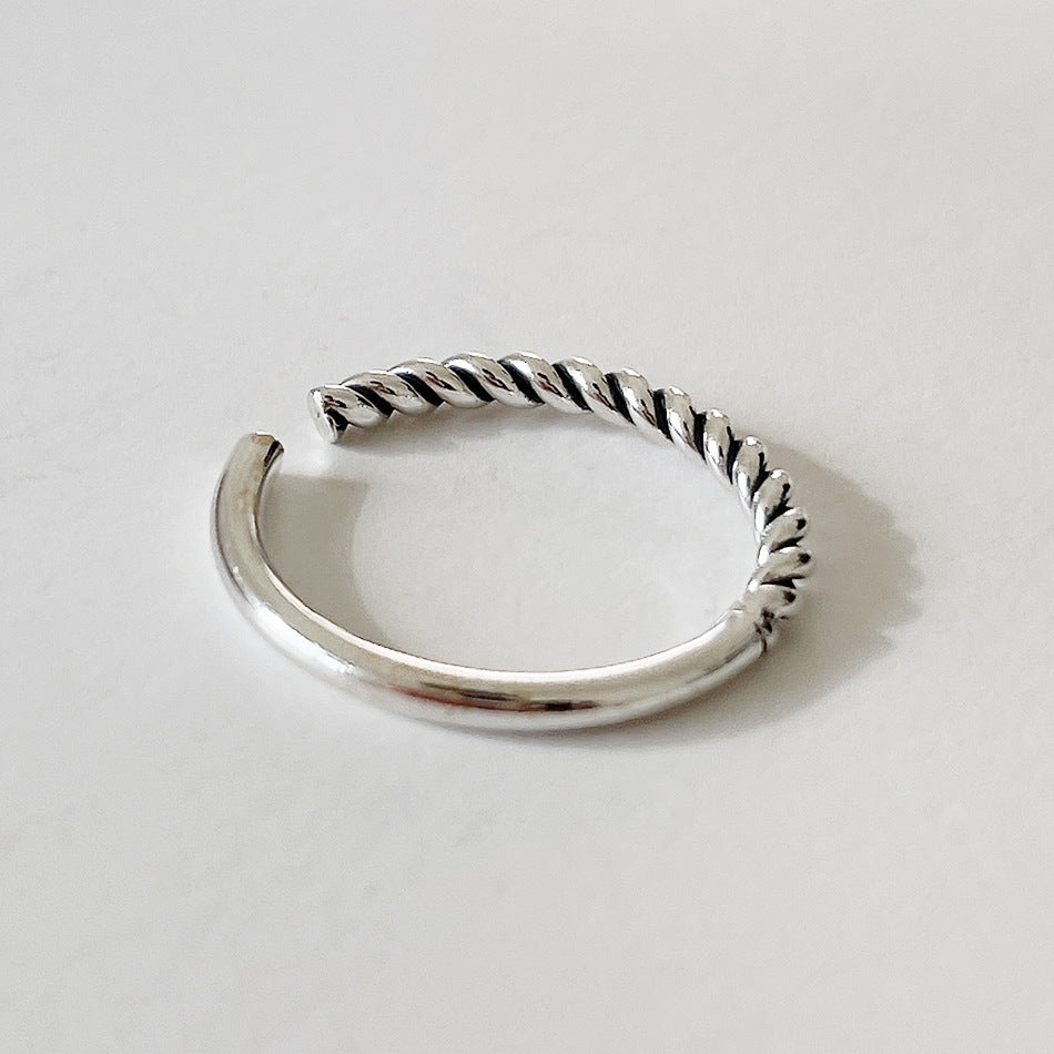 Anello da donna minimalista vintage in argento sterling 925 con intarsio numerico