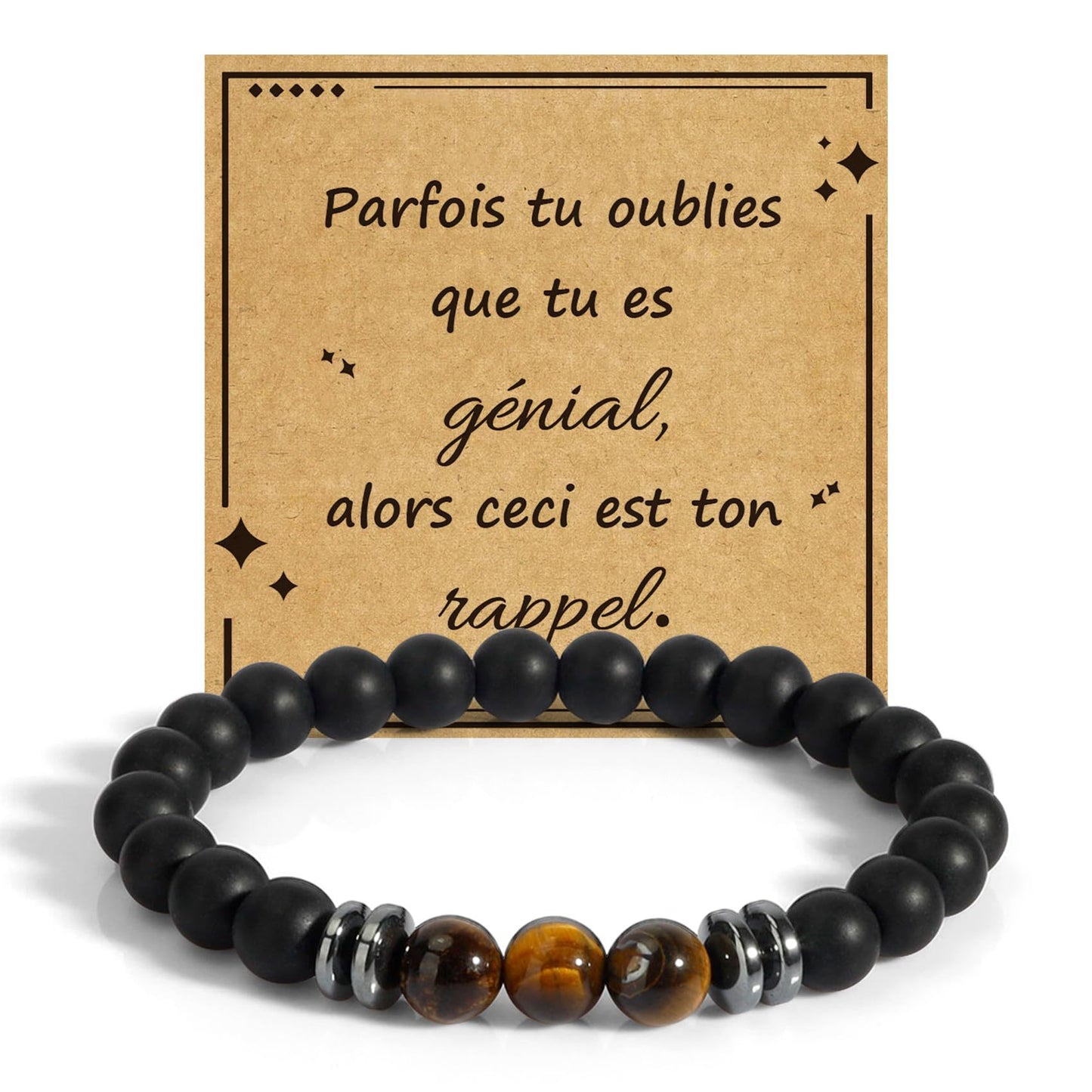 Men's Hand-woven Matte Tiger's Eye Geometric Bracelet with Magnetic Spacer