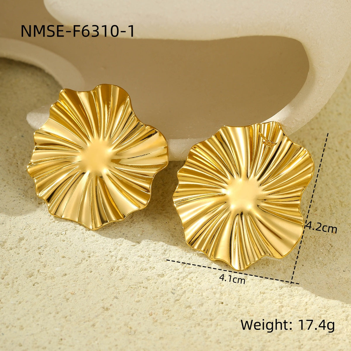 Pendientes de rayas irregulares geométricas vintage para mujer de acero de titanio con chapado en oro de 18 quilates