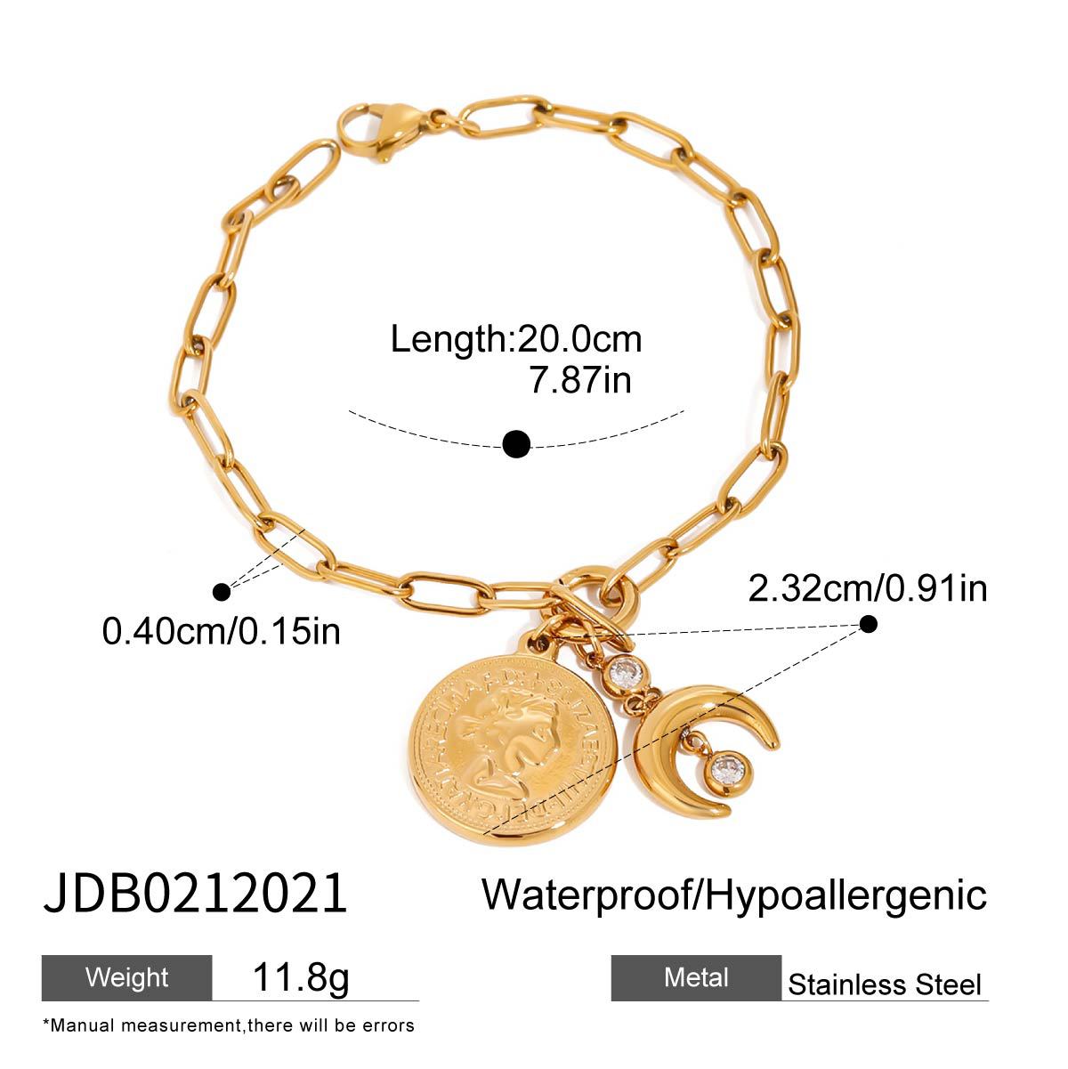 Bracciale da donna in acciaio inossidabile placcato oro 18 carati con stella geometrica minimalista di lusso