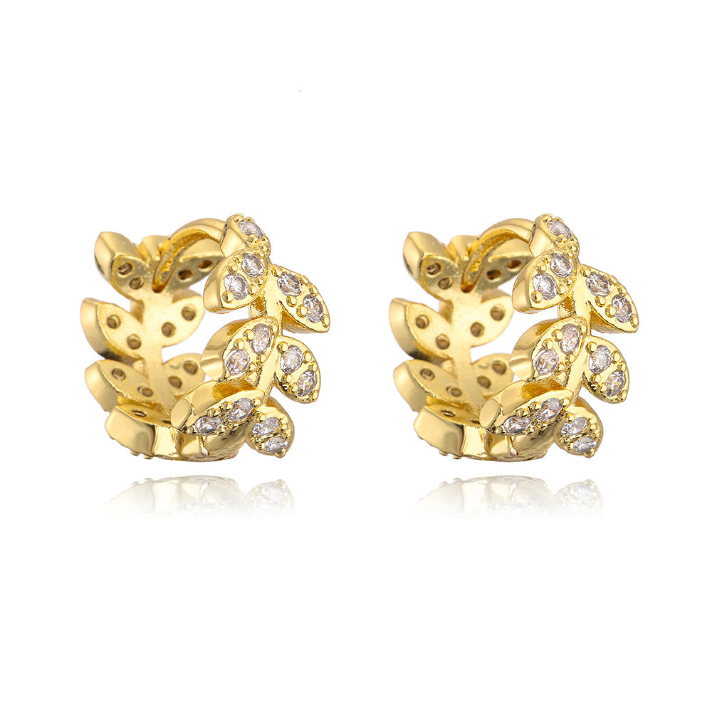 Minimalist Geometric Hoop Earrings for Women in Copper with 18K Gold Plating and Micro-Paved Zirconia