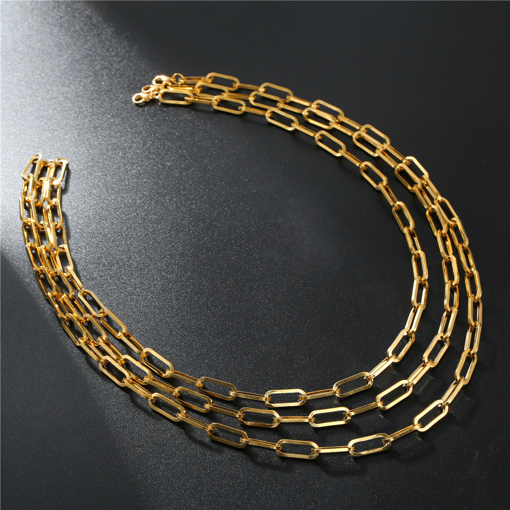Hip-hop Minimalist Geometric Titanium Steel Curb Chain Necklace Unisex