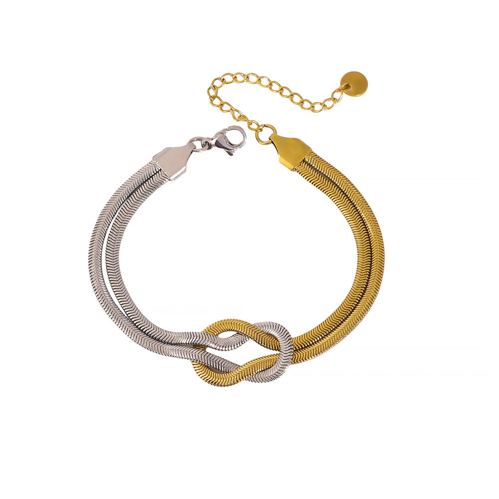 Minimalist Geometric Stainless Steel Snake Chain Necklace with 18K Gold Plating for Women