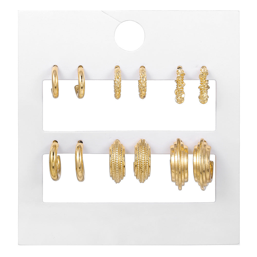 Minimalist Round Geometric Alloy Plated Earrings with Rhinestone and Pearl for Women