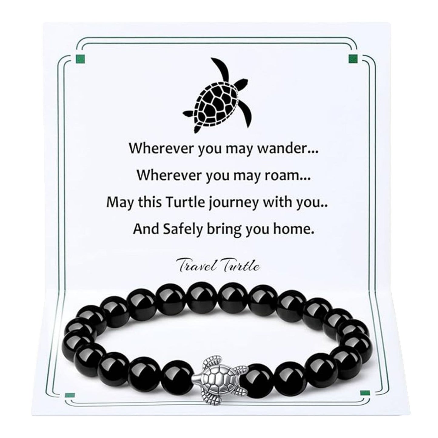 Unisex Tiger Eye Amethyst Rose Quartz Turtle Beaded Bracelet