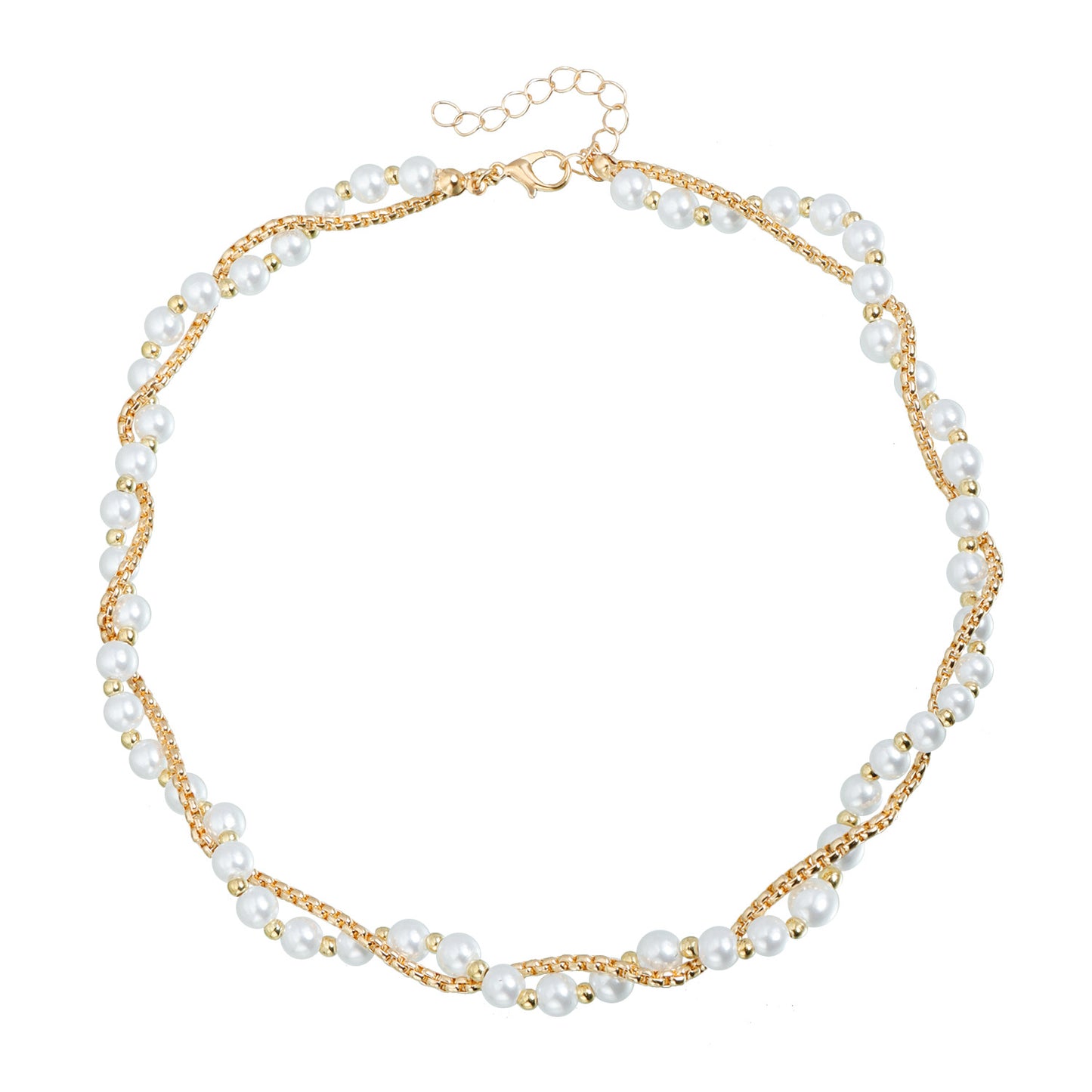 Geometric Pendant Necklace for Women with Gold-Plated Alloy Chain and Interlocking Design for Clavicle Styling