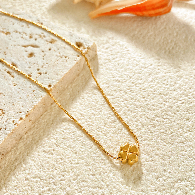 Minimalist Luxury Star and Floral Titanium Steel Plated Necklace for Unisex