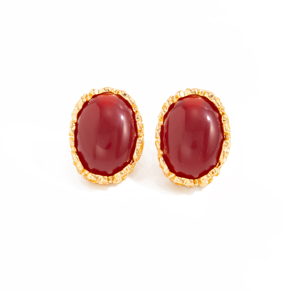 Vintage French Court Style Oval Geometric Gemstone Plated Zinc Alloy Earrings for Women