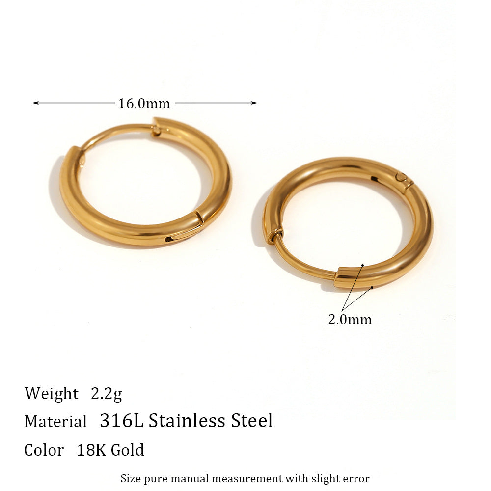 Minimalist Geometric Stainless Steel Ear Cuffs with 18K Gold Plating for Women